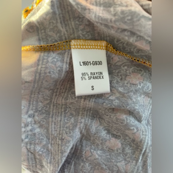 Loveappella Mustard Yellow Floral Tank Top SMALL - Picture 4 of 5